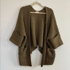 POL Women's Olive Knit Cardigan, size L-2X